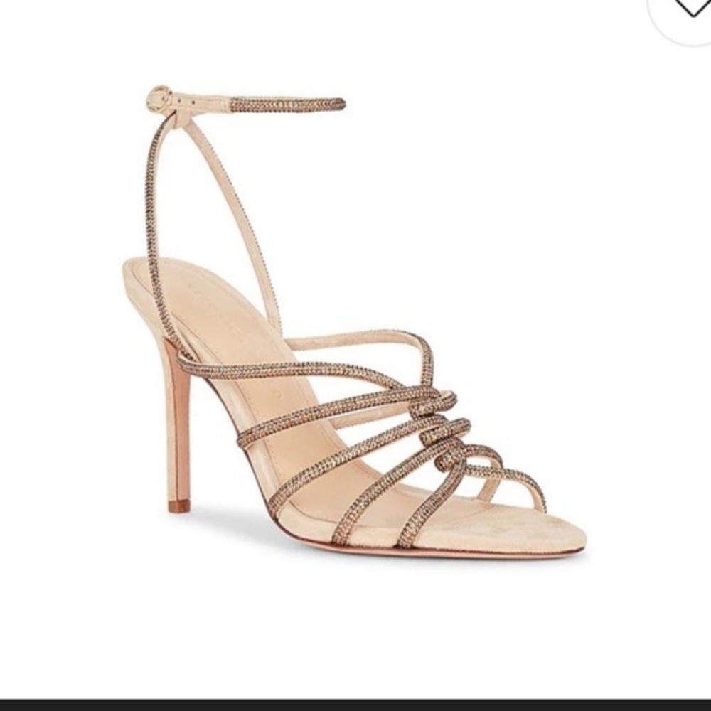 Veronica Beard Aneesha Crystal-Embellished Suede Sandals 7.5